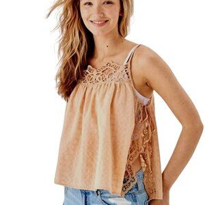 NEW American Eagle Flowy Side-Tie Cotton‎ Tank Top in Keep It Neutral/Tan Size S